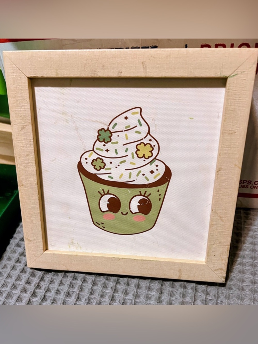 Cute Green Cupcake Wall Art Print